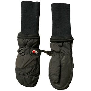 SnowStopper Black Winter Mittens with Velcro